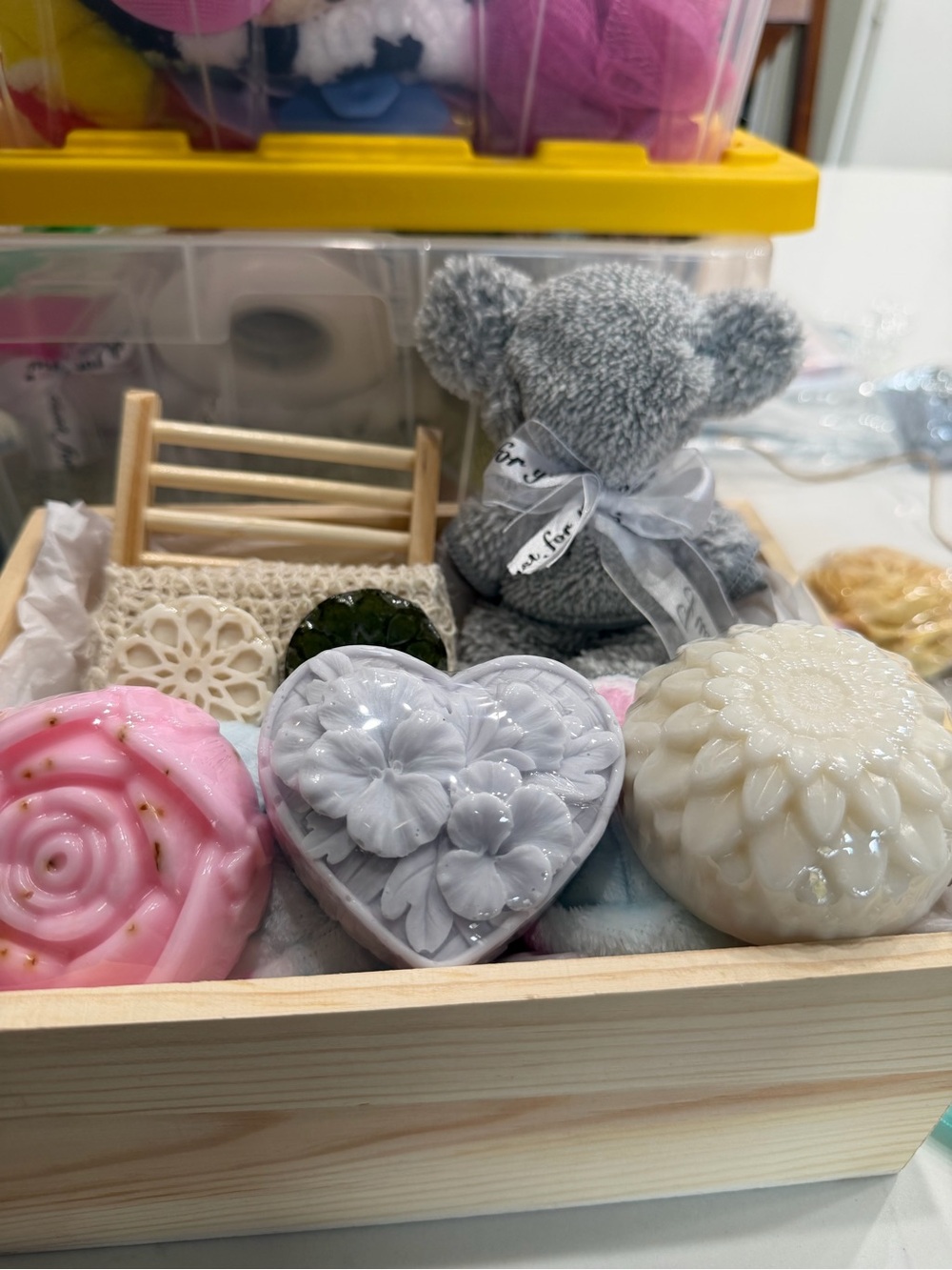 Handmade Floral Heart Soap - Gray and White Gift Bar perfect gift